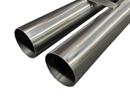 Universal stainless steel twin straight blast pipe tip for exhaust, 3-inch inlet, by JackSpania Racing, designed for muffler and exhaust systems.