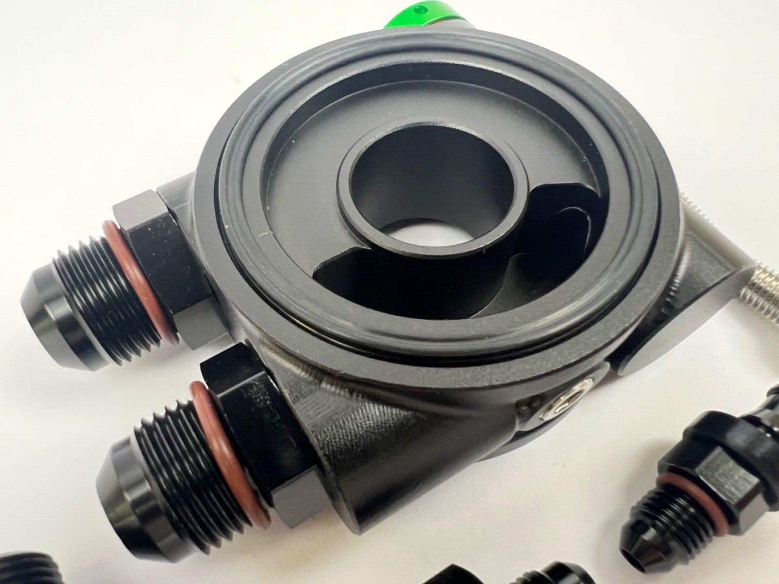 JackSpania Racing billet 10AN ORB thermostatic oil sandwich plate adapter, M20 x 1.5, 180-degree engine part for oil cooling system.