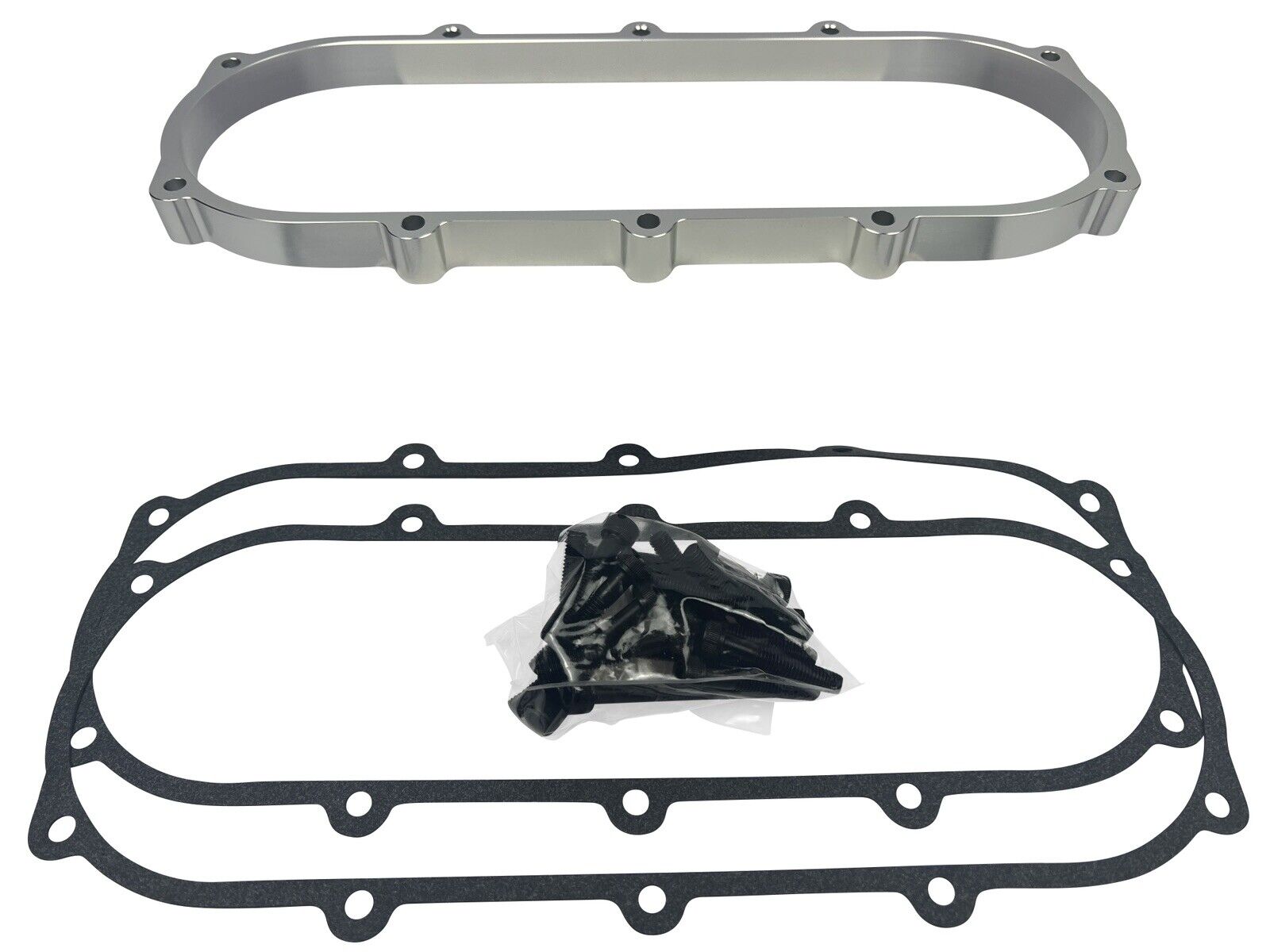 Billet 1L plenum spacer plate for Skunk2 Ultra Race intake manifolds, 90mm, by JackSpania Racing, used in engine performance upgrades