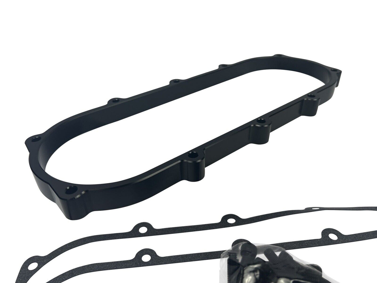 JackSpania Racing billet 1L plenum spacer plate for Skunk2 Ultra Race intake manifolds, 90mm engine part shown in image.