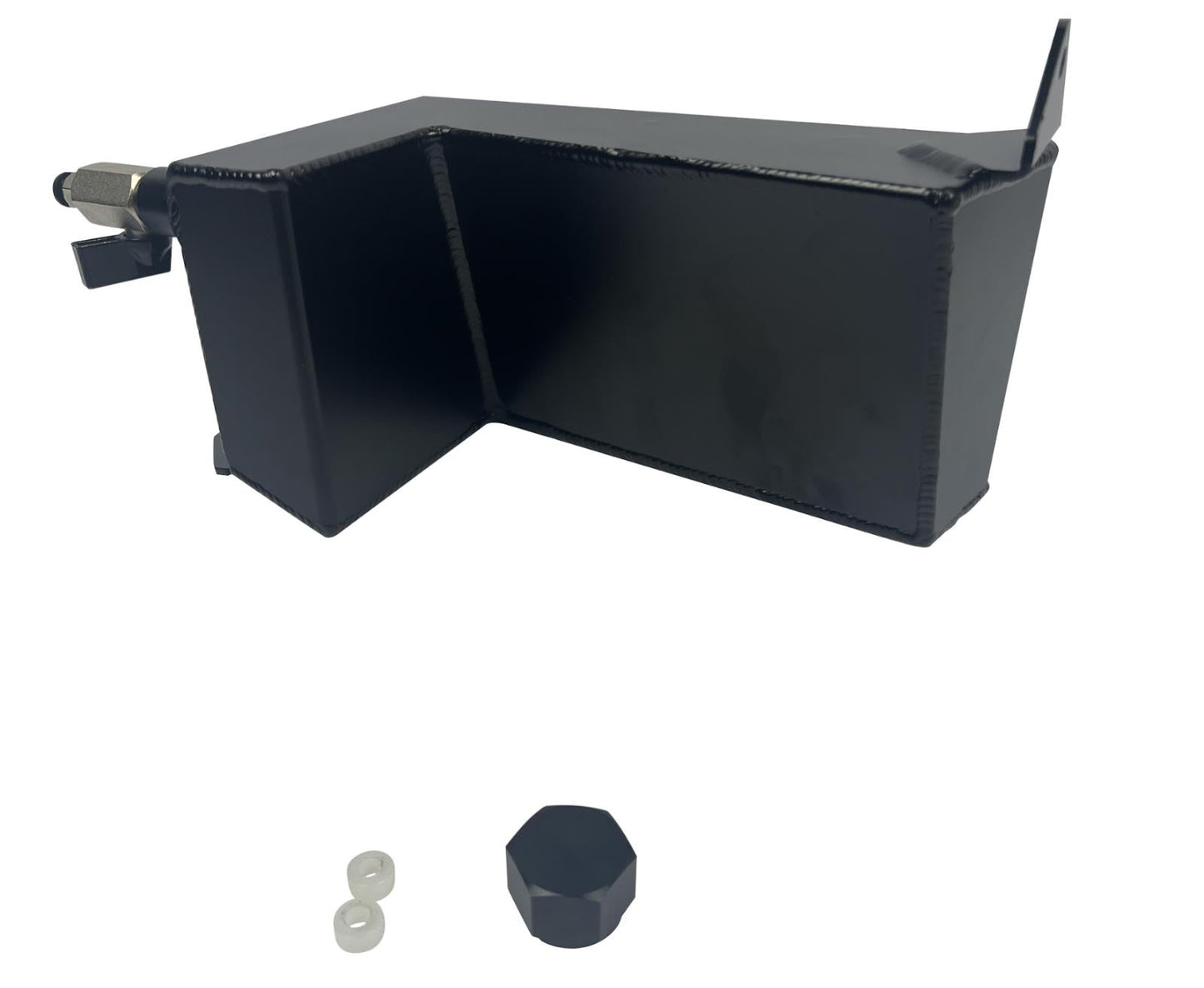 JackSpania Racing K Series oil catch can for Honda Acura Civic EG DC Integra K20 K24 engine parts, with black finish and mounting bracket.