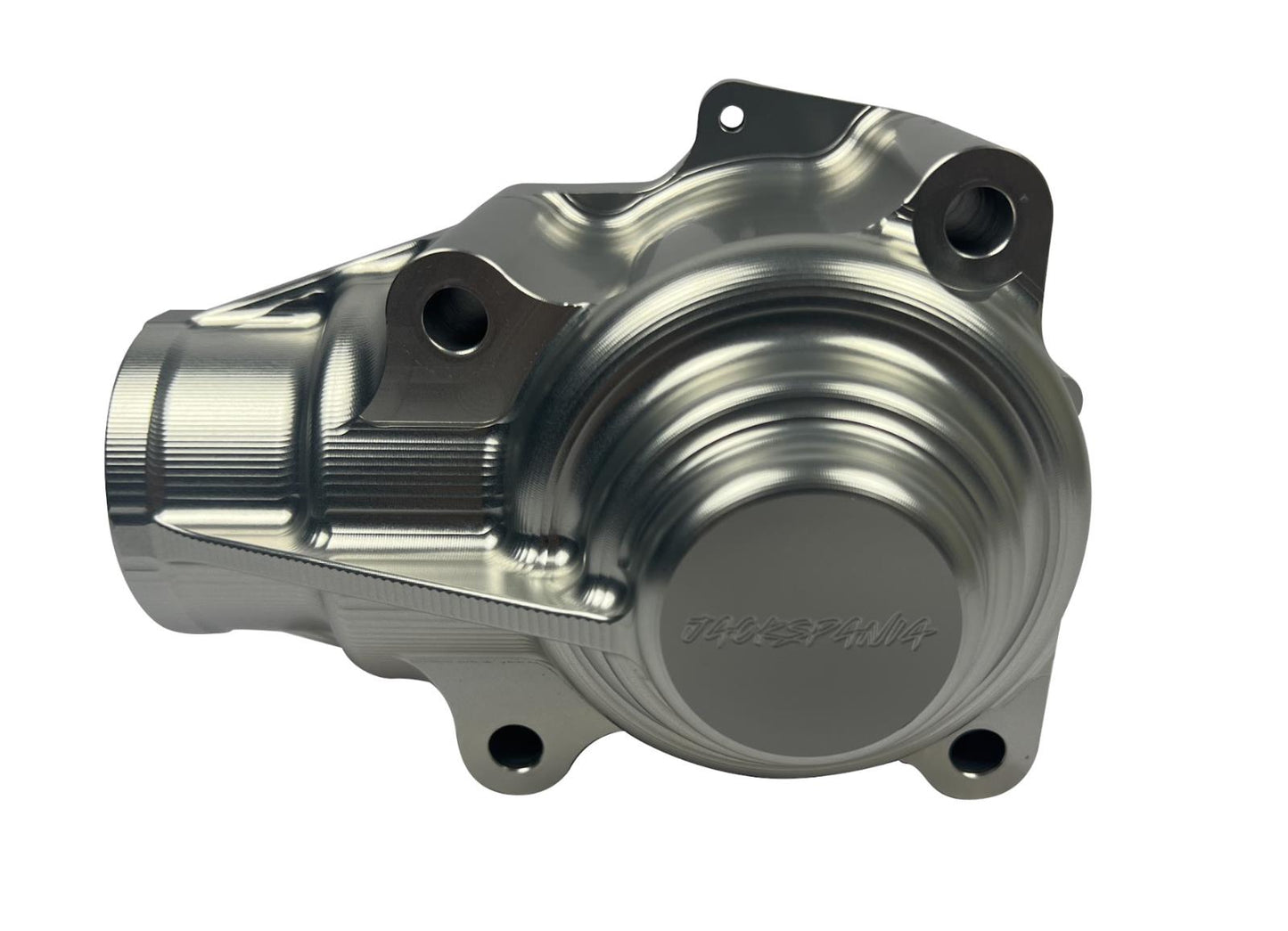 JackSpania Racing billet aluminum K-Series K20 K24 AWD transfer case housing cover for engine replacement, shown in silver finish.