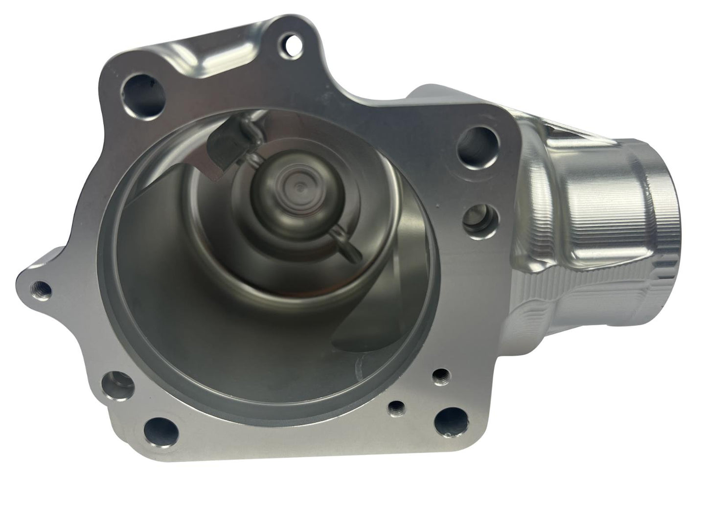 Aluminum K-Series K20 K24 AWD transfer case housing cover for engine parts by JackSpania Racing, showing a sleek silver finish.