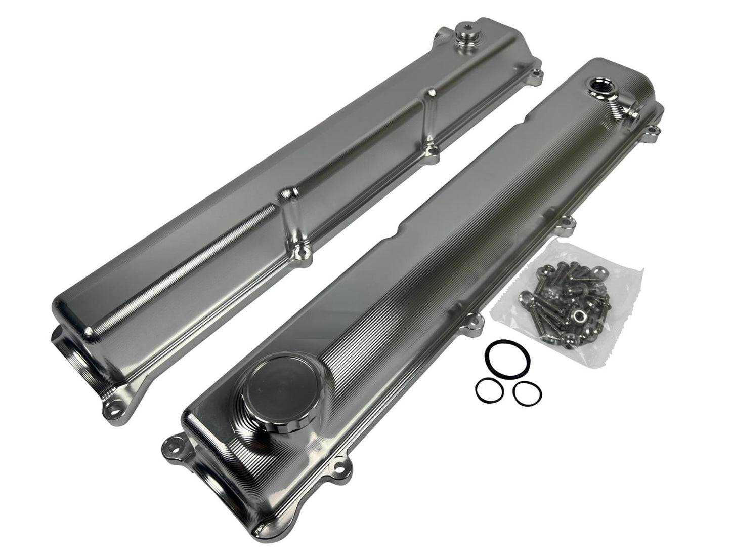 Toyota Supra 2JZ billet valve covers with anodized oil cap and bolts, high-performance engine parts by JackSpania Racing