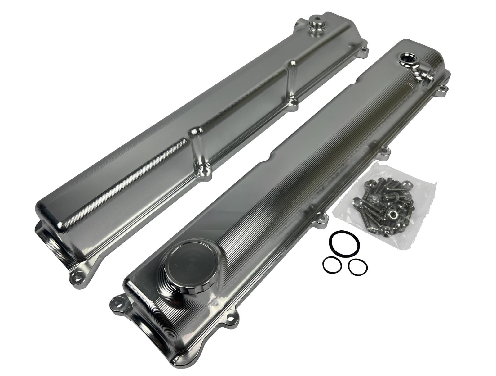Toyota Supra 2JZ billet valve covers with anodized oil cap and bolts, high-performance engine parts by JackSpania Racing