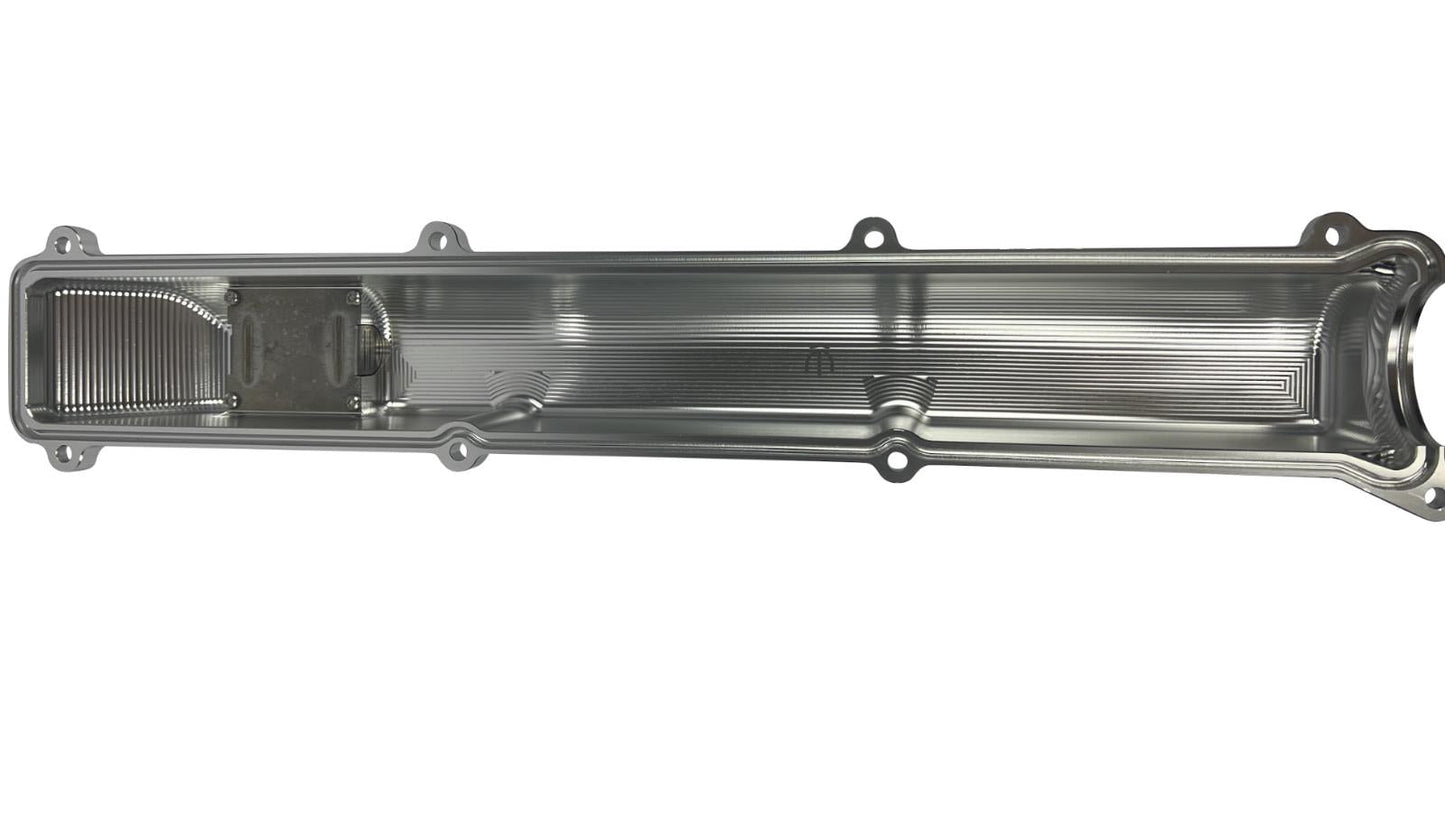 Toyota Supra 2JZ Non-VVTI billet valve covers with anodized oil cap and bolts, engine parts from JackSpania Racing.