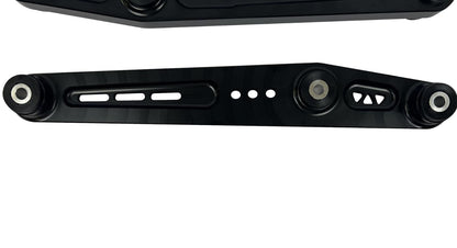 Jack Spania Racing billet AWD lower control arms for Honda Civic EK Type R Si hatchback 96-00, suspension parts with precise machining.