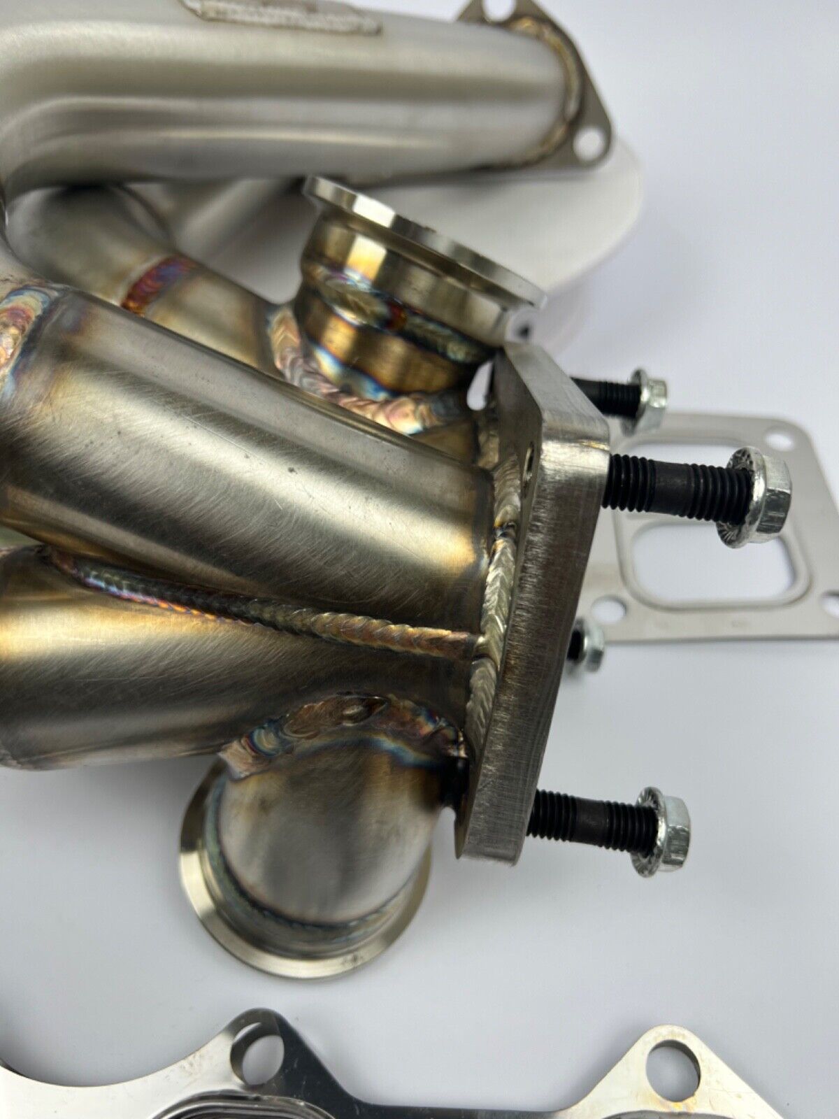 JackSpania Racing B Series forward facing turbo manifold for B16, B18, B20 engines, T4 flange with 44mm diameter exhaust ports.
