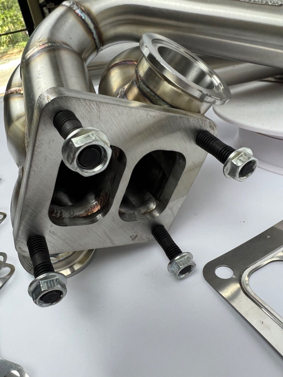 JackSpania Racing B Series forward facing turbo manifold for B16, B18, B20 engines, featuring 44mm exhaust ports.