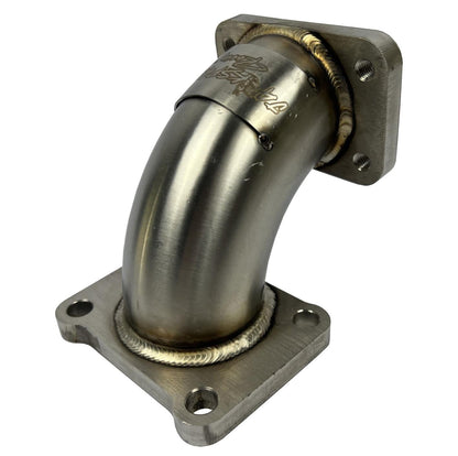 JackSpania Racing turbo manifold elbow for Ford EcoBoost 2.0T Focus ST 2013-2019 with T2 flange, T25, T28 turbo compatibility.