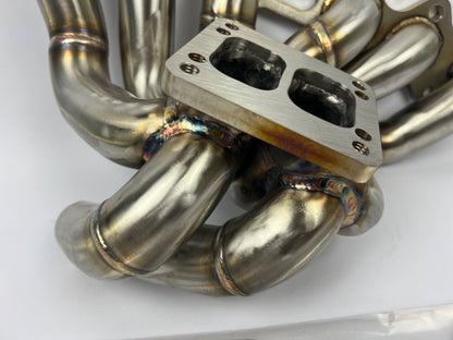 Equal length top mount T3 T4 turbo manifold for IS300 and SC300 1JZ GTE engine by JackSpania Racing, exhaust manifold part.