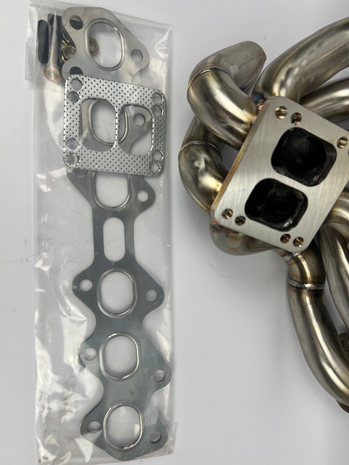 Equal length top mount T3 T4 turbo manifold for IS300 and SC300 1JZ GTE engine by JackSpania Racing, exhaust part.