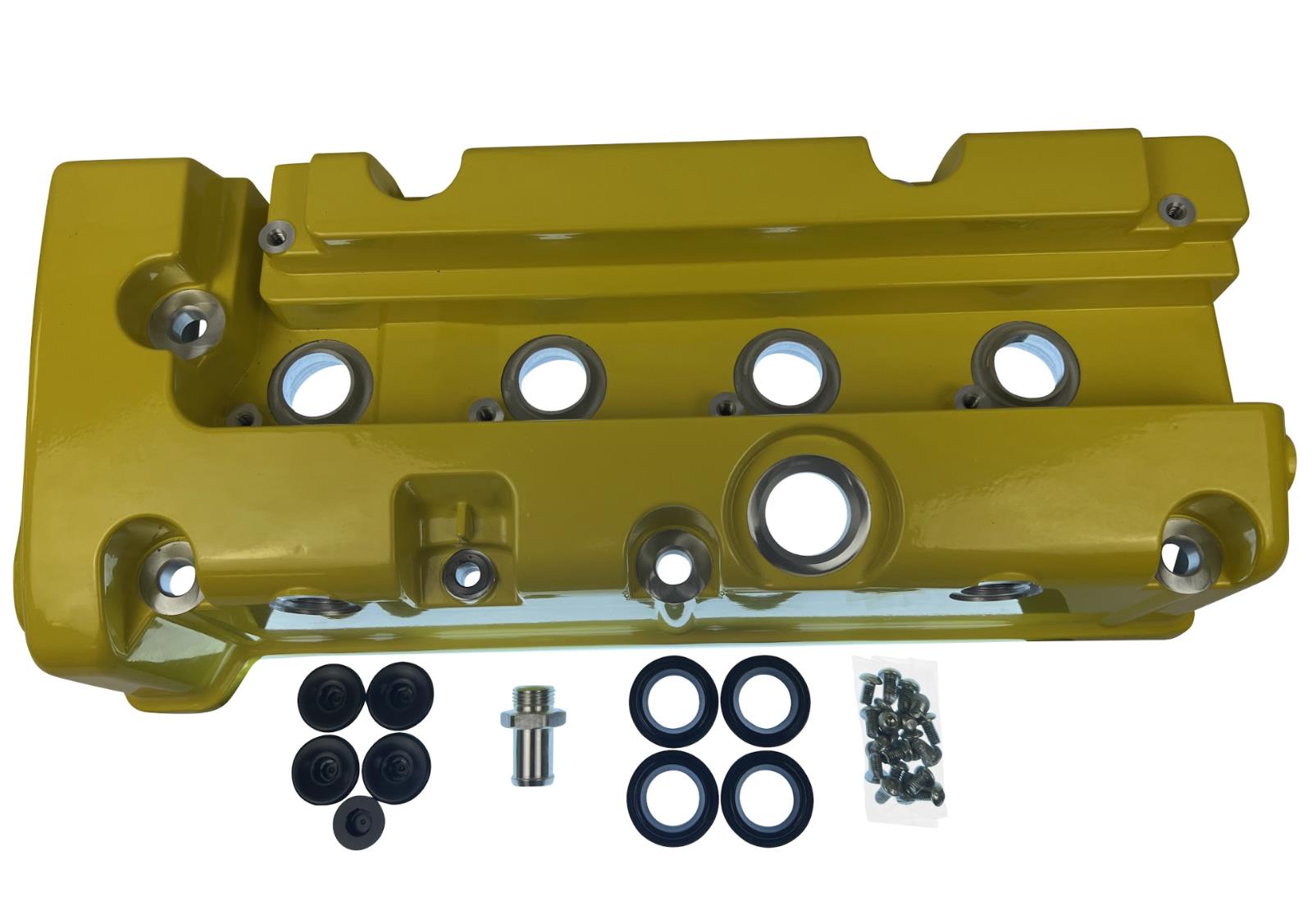 Cast aluminum vented valve cover baffle for Honda K20 and K24 engines, high-performance engine part by Jack Spania Racing.
