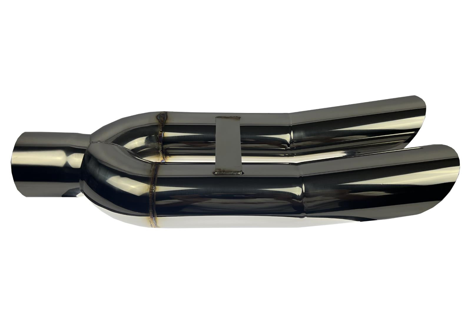 Dual tip stainless steel blast pipe for Bosozoku exhaust, 3-inch version 1 by JackSpania Racing, showcasing the polished metal finish.
