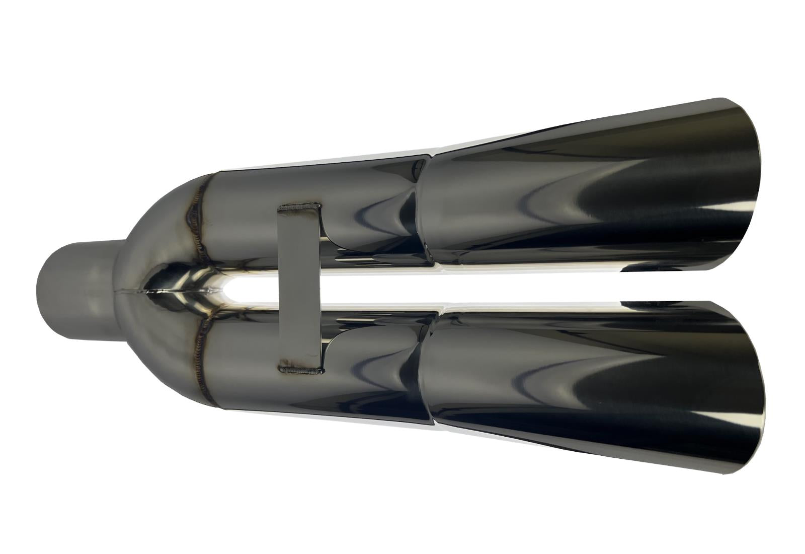 Dual tip stainless steel blast pipe from JackSpania Racing, 3-inch bosozoku exhaust part with polished finish.