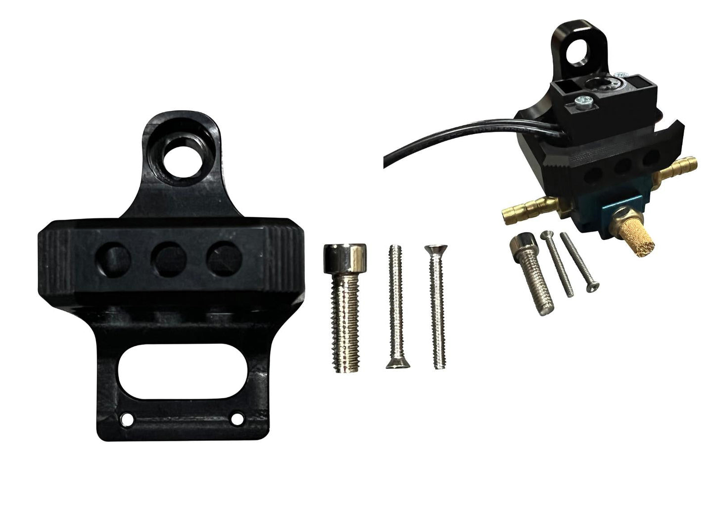 JackSpania Racing billet 3-port mount bracket for AEM boost controller solenoid valve, engine parts accessory.