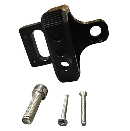 JackSpania Racing billet 3-port AEM boost controller solenoid valve mount bracket for engine installation.