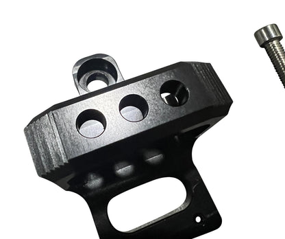 JackSpania Racing billet 3 port AEM boost controller solenoid valve mount bracket for engine installation.