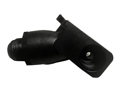 JackSpania Racing compact upper coolant water neck for Toyota 1JZ-GTE and 2JZ-GTE engines, with 16AN fittings for engine swaps.