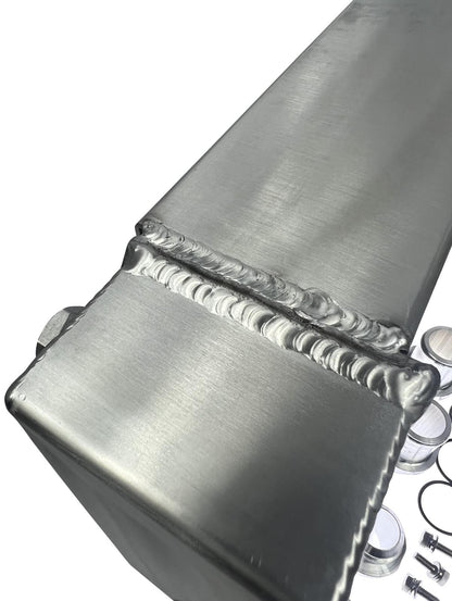 JackSpania Racing half size compact drag coolant radiator with 1.25" 16AN fittings and 4-row core, engine cooling component