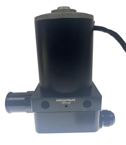 JackSpania Racing universal high flow inline electric water pump with 12AN ports, 20 GPM for engine cooling or fluid transfer.