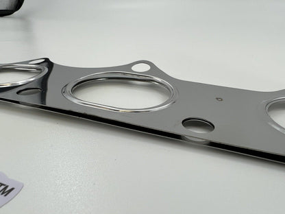 JackSpania Racing B D H K Series stainless steel Honda Acura exhaust manifold gasket, dual 304 SS engine part, close-up view