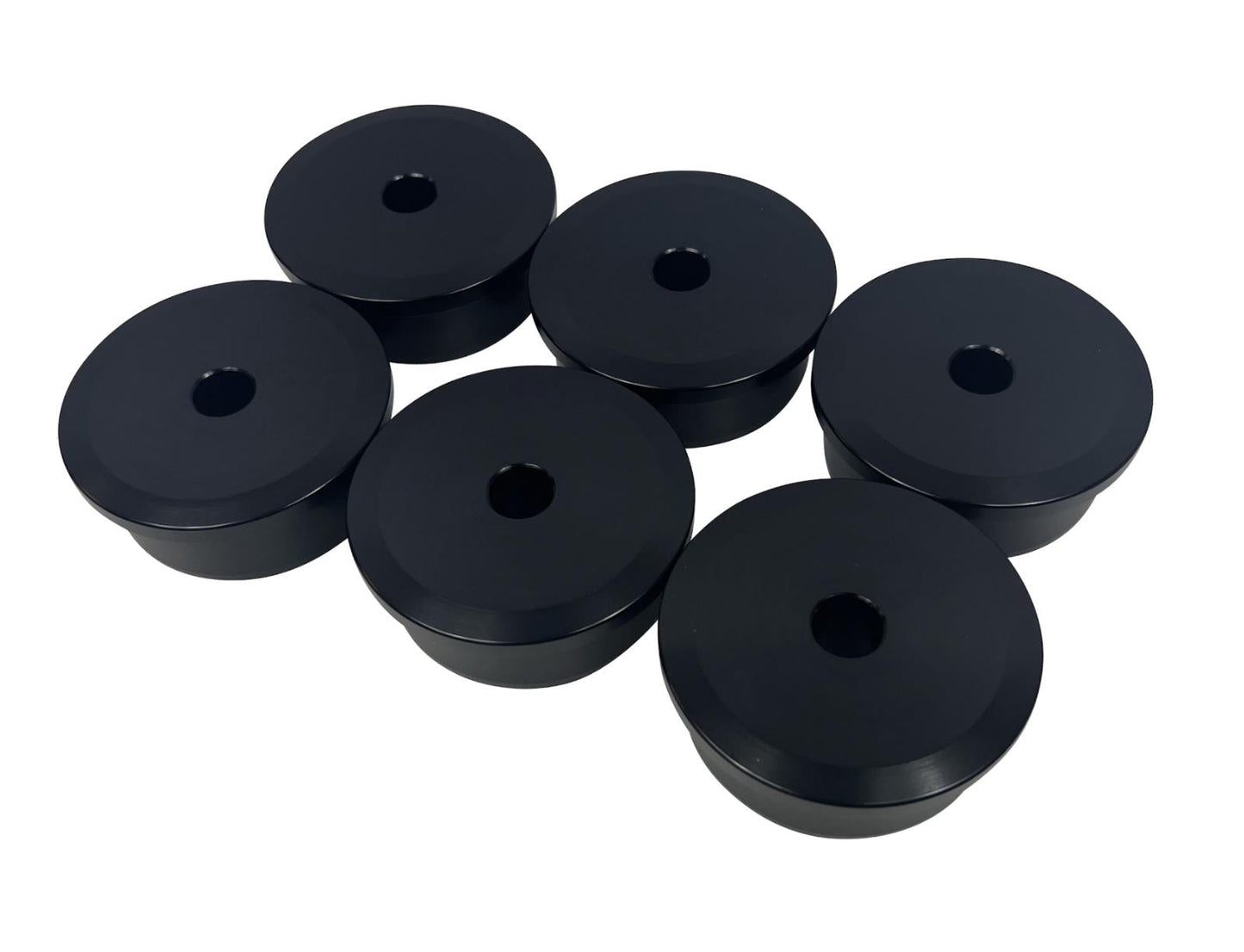 Set of six JackSpania Racing solid billet motor engine mount inserts for Hasport EK, EG, DC2, RD1 Civic and CRV Si suspension parts.