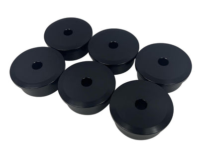 Set of six JackSpania Racing solid billet motor engine mount inserts for Hasport EK, EG, DC2, RD1 Civic and CRV Si suspension parts.