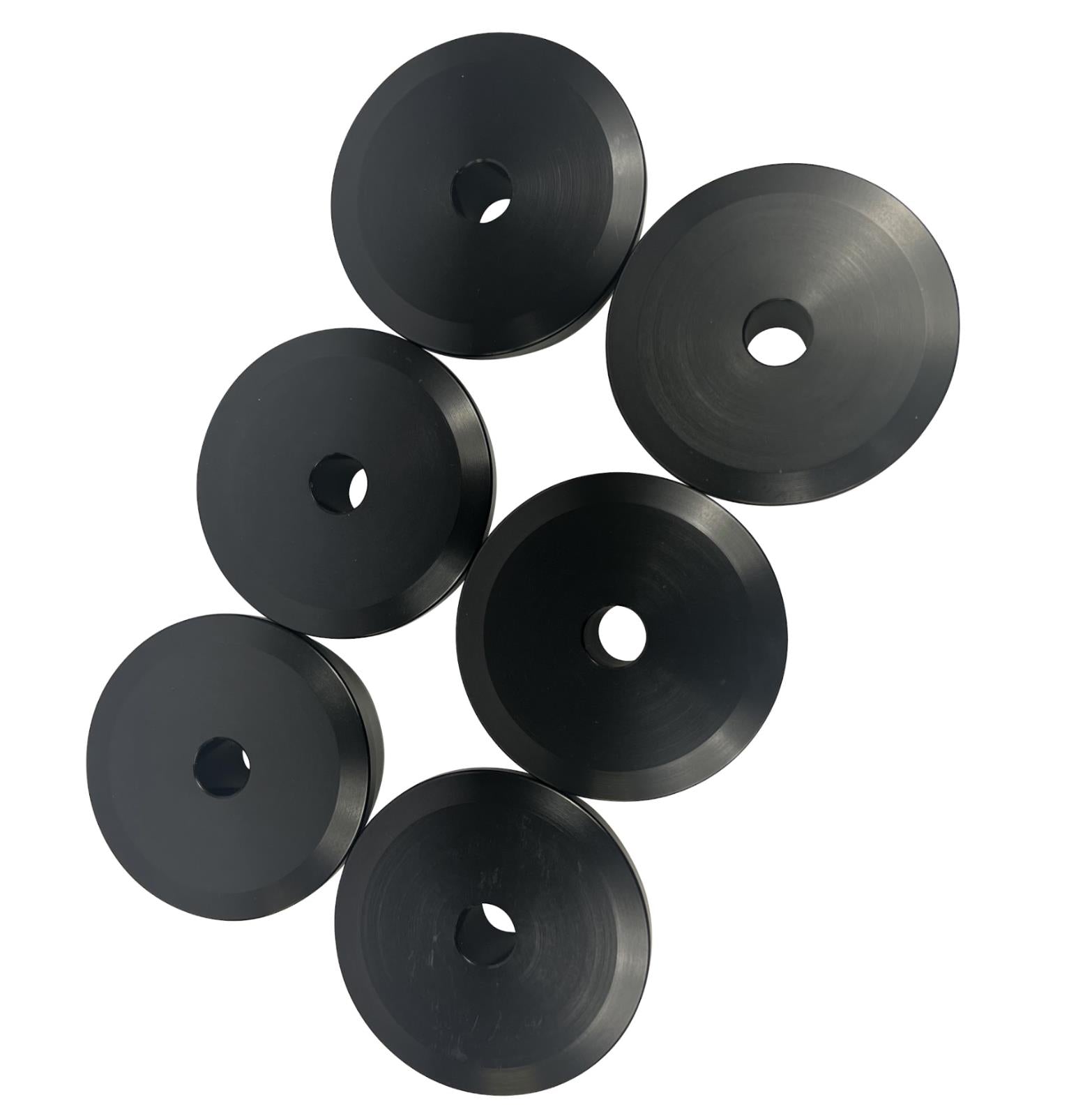 Set of six JackSpania Racing solid billet motor engine mount inserts for Hasport EK, EG, DC2, RD1 Civic and CRV suspension upgrades.