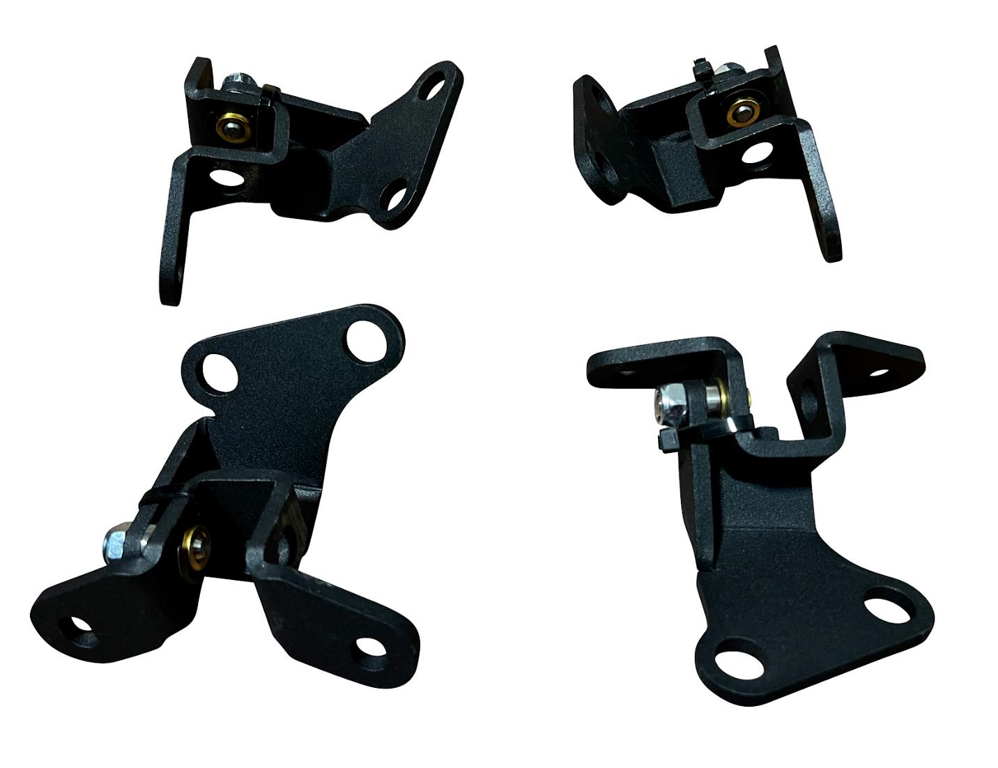 Exterior quick release door hinges brackets for Honda Acura Civic EG EK CRX EF DC S2000 by JackSpania Racing, showing metal hinge components.