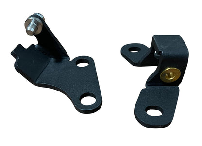 Exterior quick release door hinge brackets for Honda Acura Civic EG EK CRX EF DC S2000 by JackSpania Racing, shown on vehicle door.