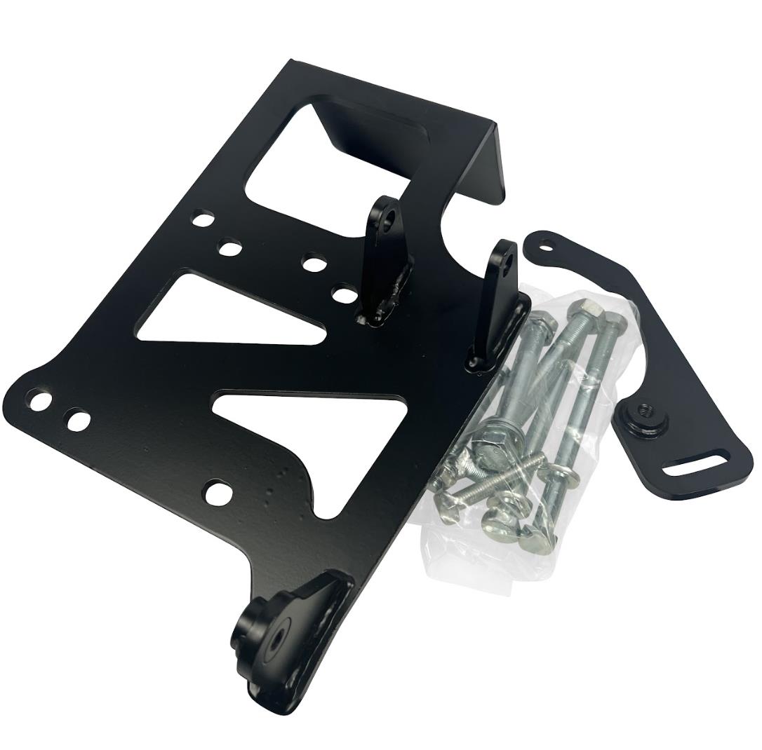 Engine alternator relocation kit for J Series V6 Civic EG and Integra DC models by JackSpania Racing, with visible mounting brackets.