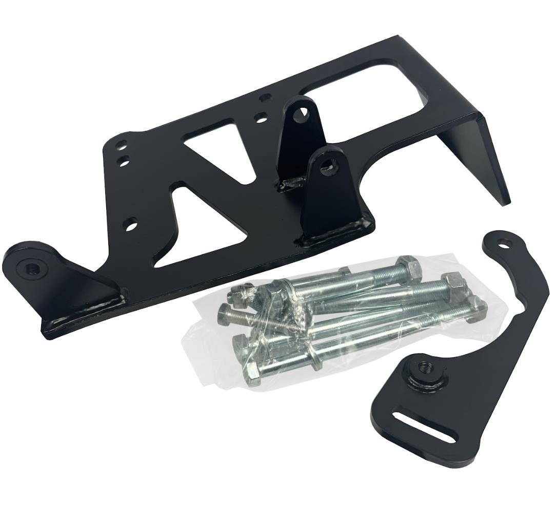 Engine parts image showing JackSpania Racing alternator relocation kit for J Series V6 engines in Honda Civic EG and Integra DC models.