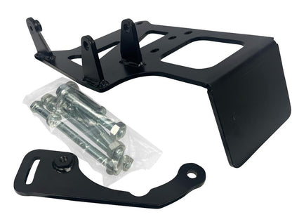 JackSpania Racing alternator relocation kit for J Series V6 engines in Honda Civic EG/DC and Integra 94-01, includes mounting hardware.