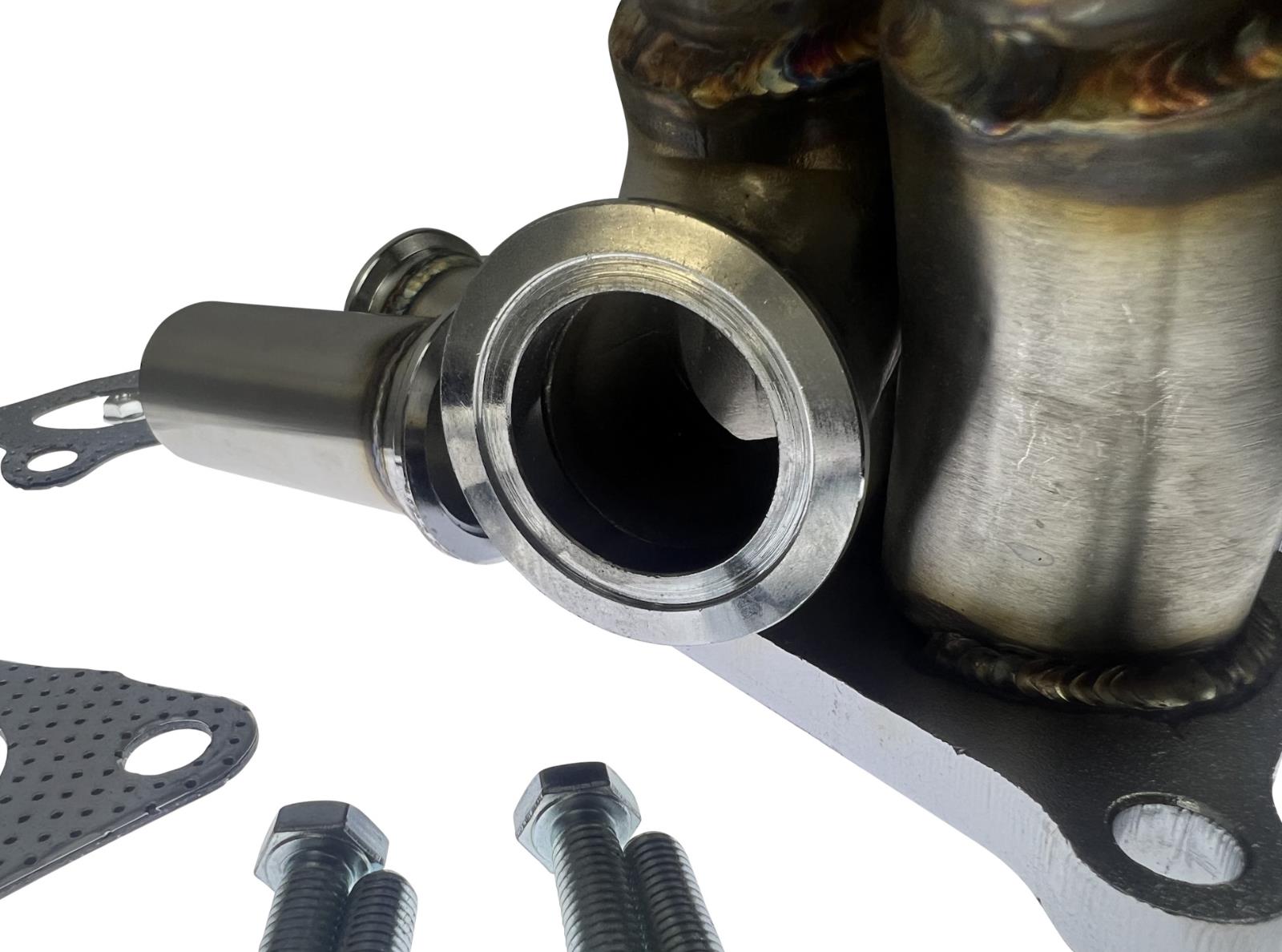 Header EWG Turbo Manifold for Subaru Impreza WRX 2015-2020 by JackSpania Racing, showing the equal length exhaust manifold in polished steel.