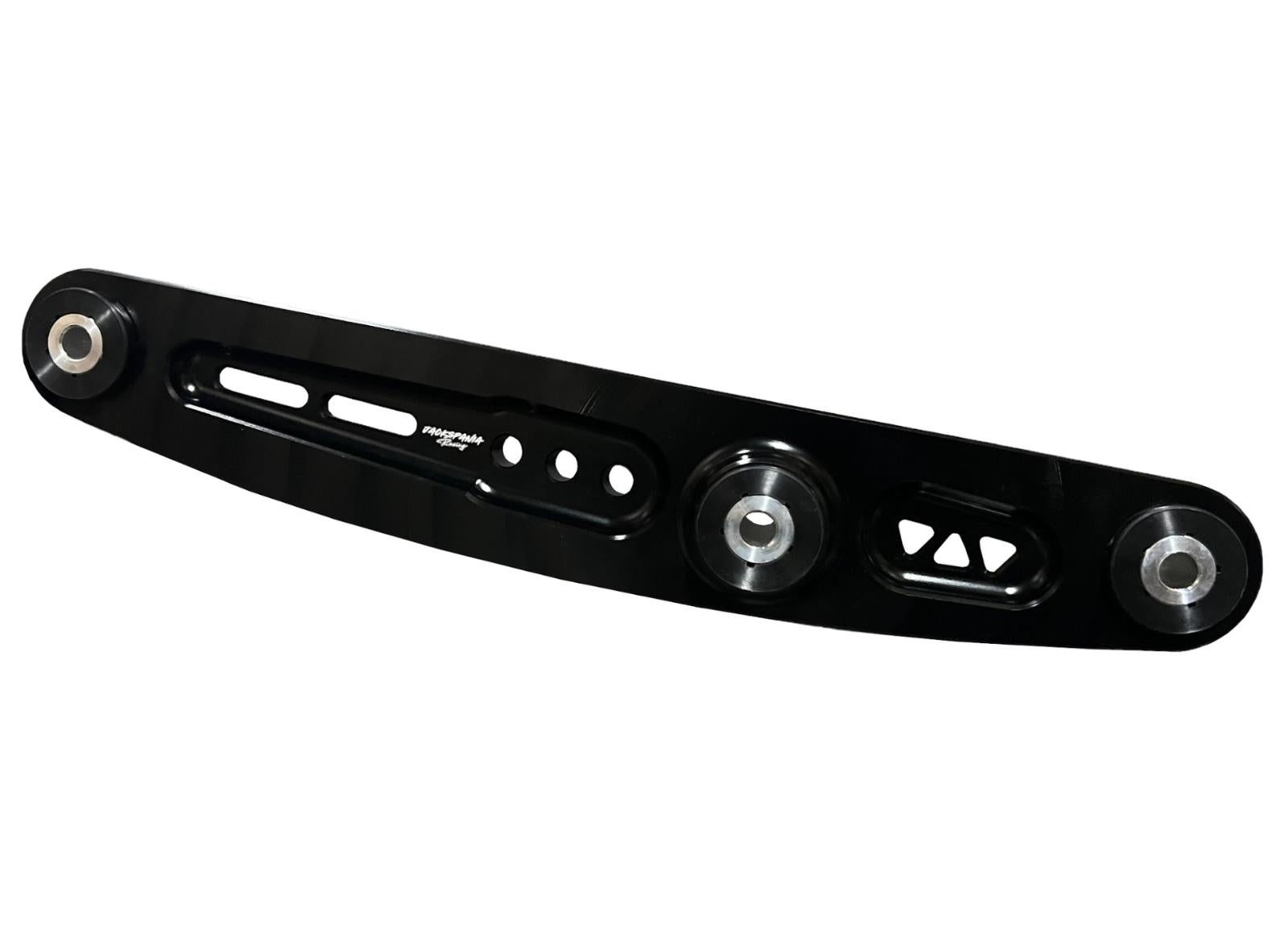 Jack Spania Racing AWD lower control arm for Honda Civic, Acura Integra, CRX, and Del Sol suspension parts in black finish.