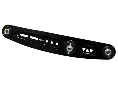 Jack Spania Racing AWD lower control arm for Honda Civic, Acura Integra, CRX, and Del Sol suspension parts in black finish.