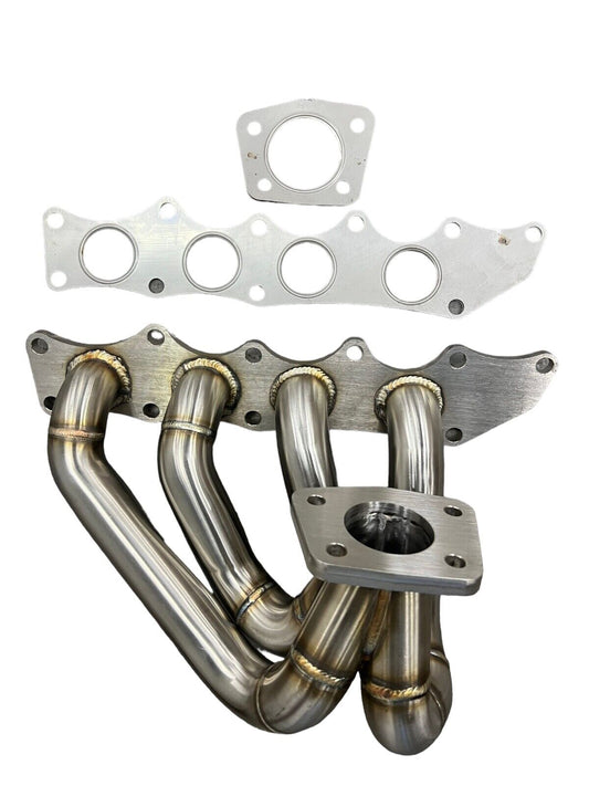 JackSpania Racing tubular turbo manifold for MazdaSpeed 3 with 2.3L Disi MZR engine, fits OEM size turbos, exhaust parts.