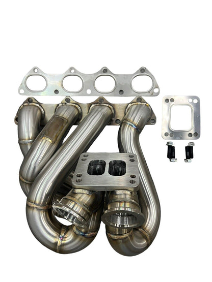 T3 T4 Top Mount Turbo Manifold Dual Twin Wastegates B-Series B16 B18 B20 EG EK DC2