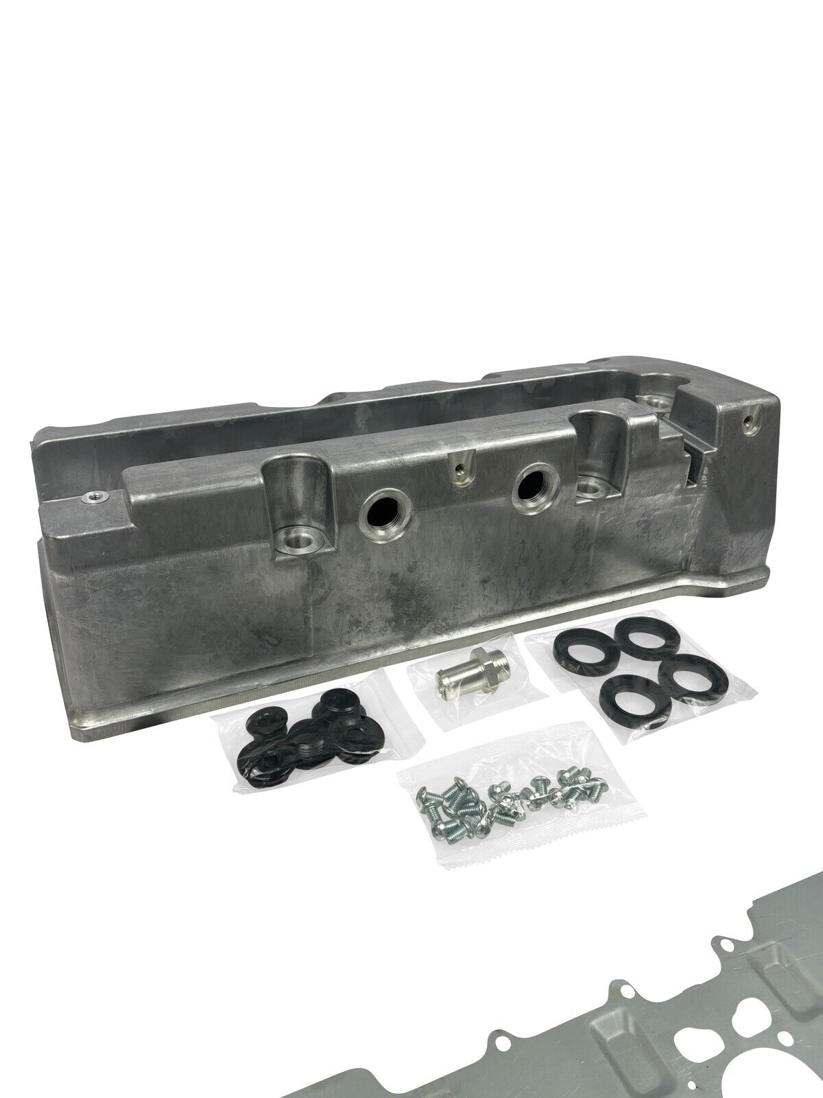 Cast aluminum K Series vented valve cover baffle for Honda Acura K20 K24 engines, with AN10 fitting from Jack Spania Racing.