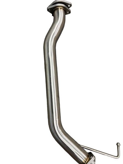 Stainless steel 2.5-inch exhaust system muffler for 2007-2011 Honda CR-V by JackSpania Racing, showing the shiny exhaust pipe and muffler.