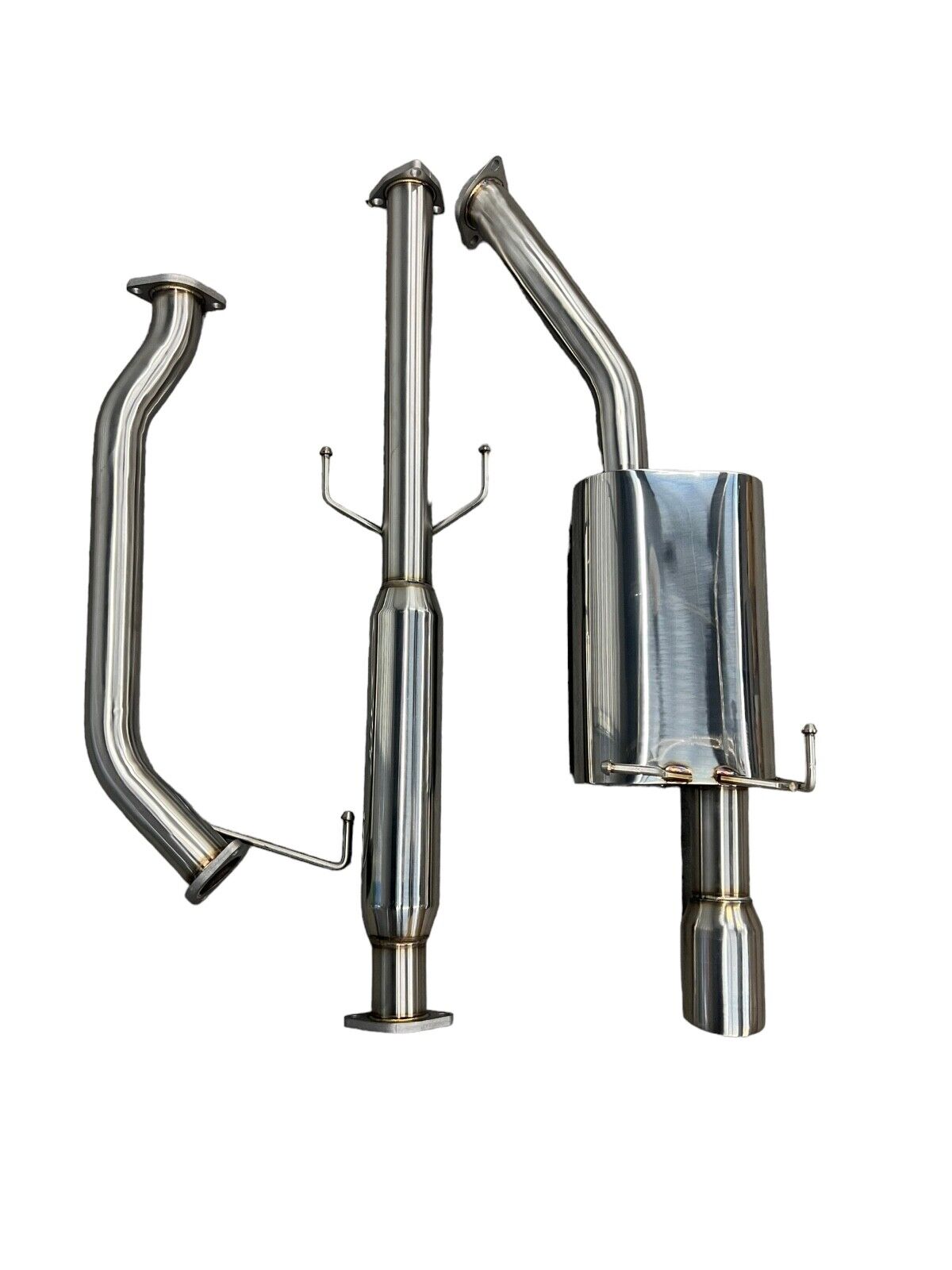 Stainless steel 2.5-inch exhaust system for 2007-2011 Honda CR-V by JackSpania Racing, featuring muffler and catback components.