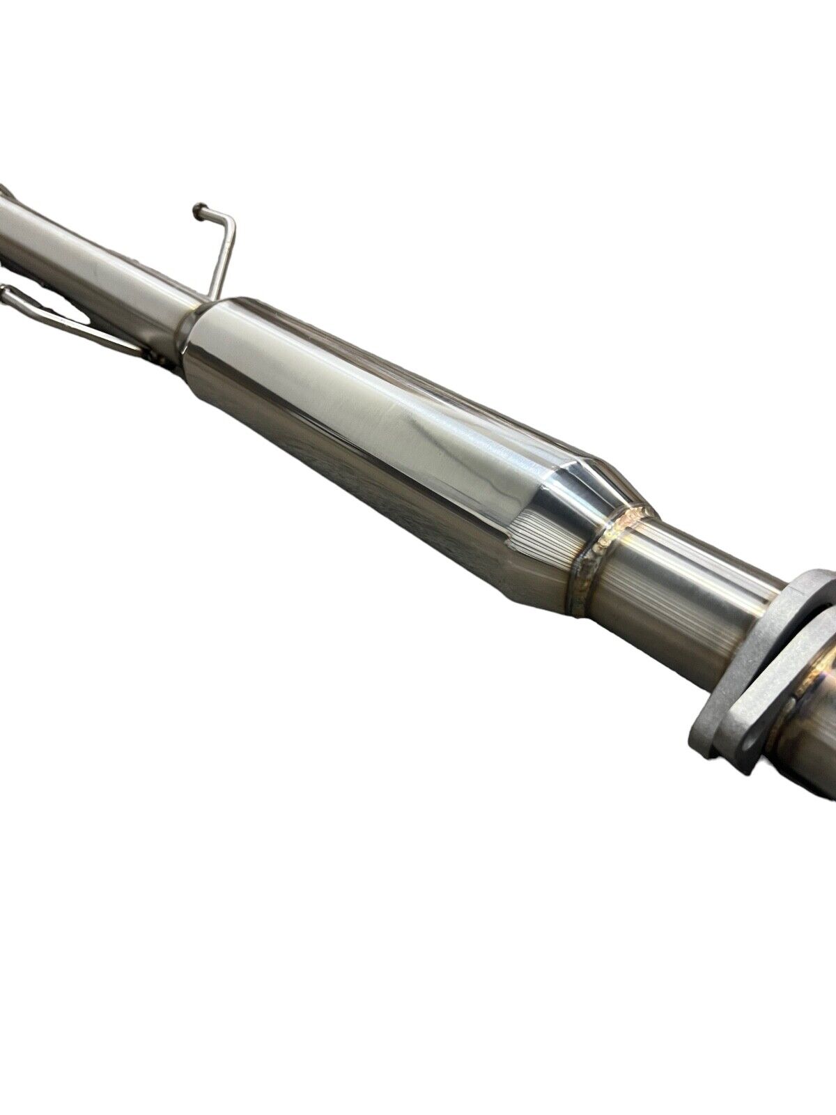 Stainless steel 2.5-inch exhaust system muffler for 2007-2011 Honda CR-V, featuring JackSpania Racing brand logo on the exhaust pipe.