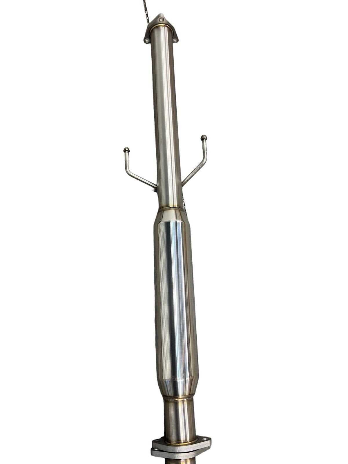 Stainless steel 2.5-inch exhaust system muffler for 2007-2011 Honda CR-V, installed on a CR-V vehicle, by JackSpania Racing.