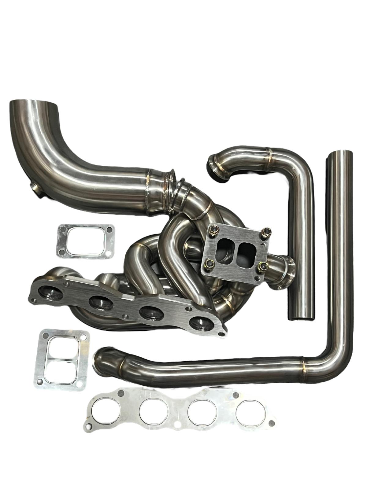 JackSpania Racing K20 K24 top mount manifold with 44mm wastegate and dumptube, suitable for AWD and FWD T3 T4 turbo setups.