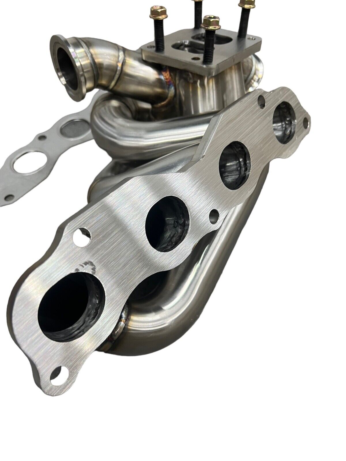 JackSpania Racing K20 K24 top mount manifold with 44mm wastegate, compatible with T3/T4 turbo, for AWD and FWD exhaust systems.