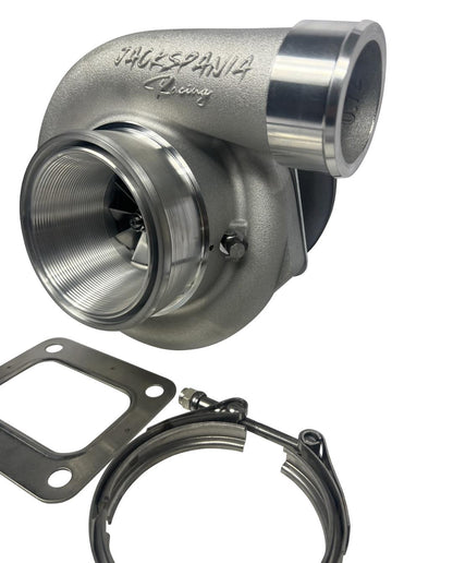 JackSpania Racing GT35 GTX3582 billet ball bearing turbo with T4 V-band housing and T51R mod, engine performance upgrade.