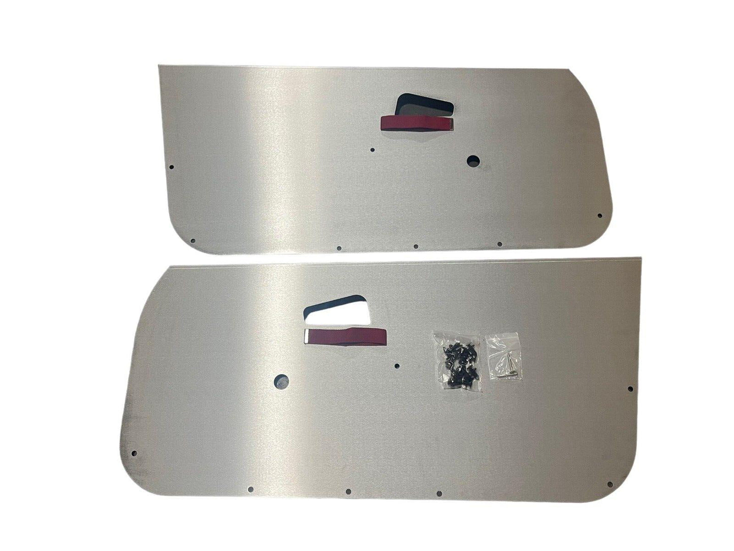 Aluminum door panels for Honda Civic 92-95 coupe hatch by JackSpania Racing, shown installed on a vehicle.