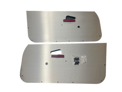 Aluminum door panels for Honda Civic 92-95 coupe hatch by JackSpania Racing, shown installed on a vehicle.