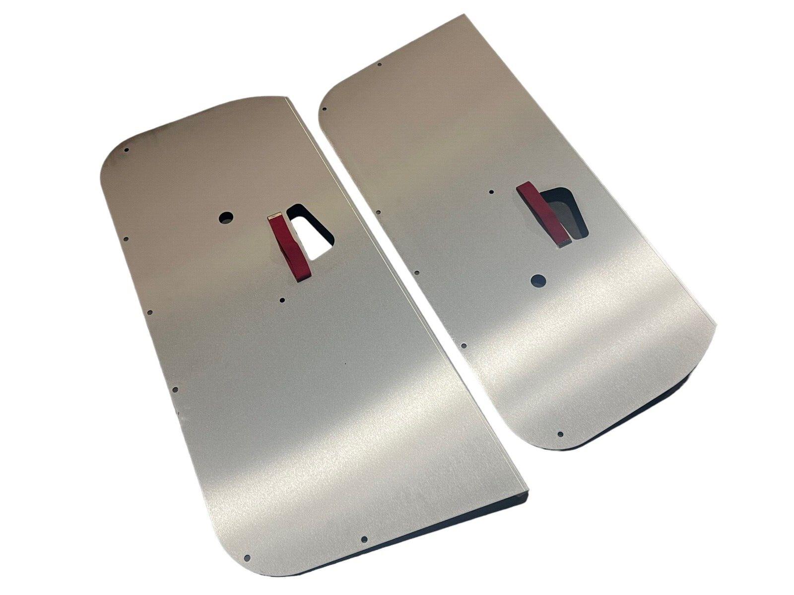 Aluminum door panels for Honda Civic 92-95 coupe hatch by JackSpania Racing, showing sleek silver finish and fitment details.